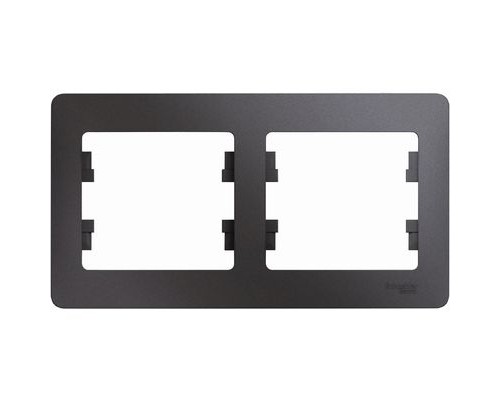 Рамка двухместная, горизонтальная, Schneider Electric Glossa, GSL001302, Графит