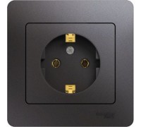 Розетка с заземлением в сборе, Schneider Electric Glossa, GSL001342, Графит