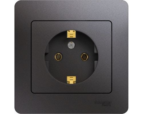 Розетка с заземлением в сборе, Schneider Electric Glossa, GSL001342, Графит