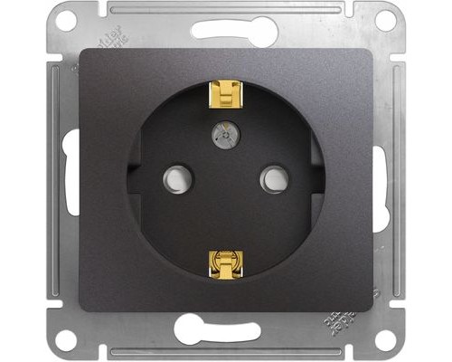 Розетка с заземлением со шторками, Schneider Electric Glossa, GSL001345, Графит