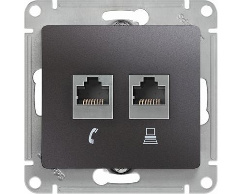 Розетка двойная RJ11+RJ45, кат.5E, Schneider Electric Glossa, GSL001385, Графит
