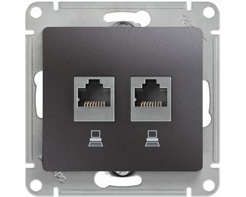 Компьютерная двойная розетка RJ45+RJ45 5E Schneider Electric Glossa, GSL001385KK, Графит