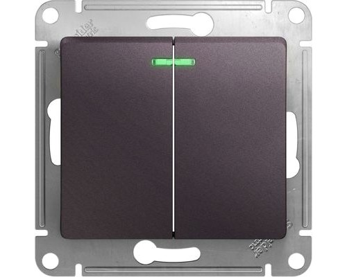Выключатель 2-клавишный  с индикацией Schneider Electric Glossa, GSL001453, Сиреневый туман