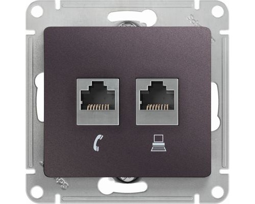 Розетка двойная RJ11+RJ45, кат.5E, Schneider Electric Glossa, GSL001485, Сиреневый туман