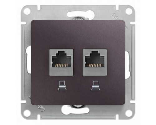 Компьютерная двойная розетка RJ45+RJ45 5E Schneider Electric Glossa, GSL001485KK, Сиреневый туман