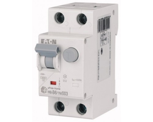 Диф. авт. выключатель HNB-B6/1N/003, 1P+N, 6A, хар-ка C, 6kA, 30mA, тип АC, 2M, Eaton