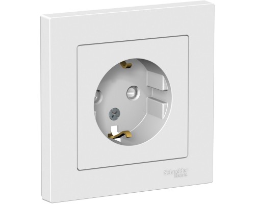 Розетка с заземлением со шторками в сборе Schneider Electric AtlasDesign ATN000144, Белый