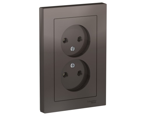 Розетка двойная без заземления Schneider Electric AtlasDesign ATN000620, Мокко
