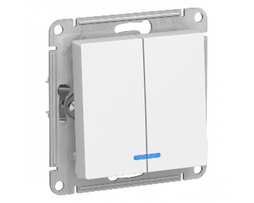 Выключатель 2-клавишный с индикацией Schneider Electric AtlasDesign ATN000153, Белый 