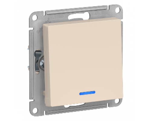 Выключатель 1-клавишный с подсветкой Schneider Electric AtlasDesign ATN000213, Бежевый