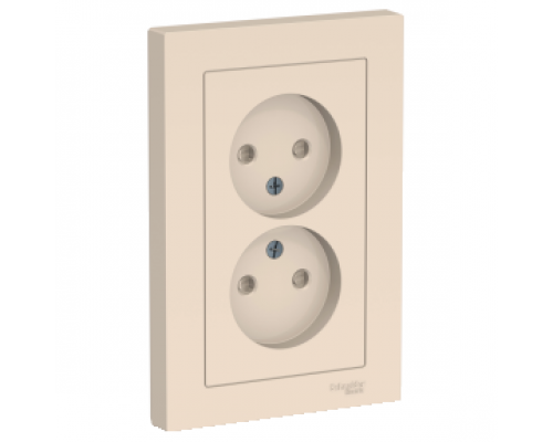 Розетка двойная без заземления со шторками Schneider Electric AtlasDesign ATN000222, Бежевый