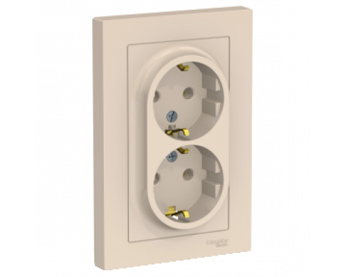 Розетка двойная с заземлением Schneider Electric AtlasDesign ATN000224, Бежевый