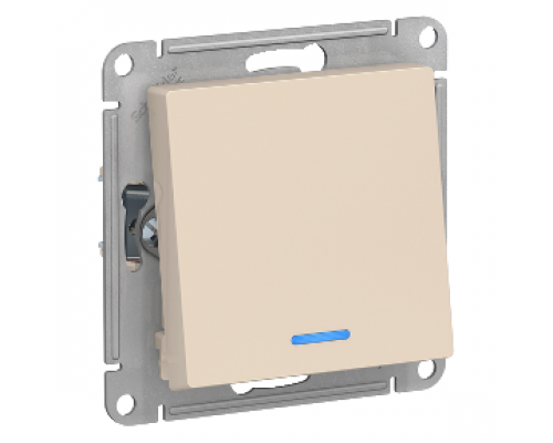 1-клавишный проходной выключатель (переключатель) с индикацией Schneider Electric AtlasDesign ATN000263, Бежевый