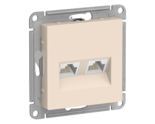 Компьютерная двойная розетка RJ45+RJ45 Schneider Electric AtlasDesign ATN000285, Бежевый
