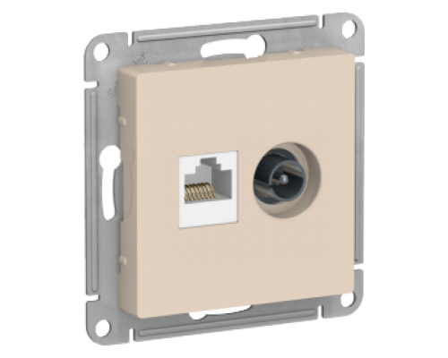 Розетка двойная ТВ + компьютерная RJ45 Schneider Electric AtlasDesign ATN000289, Бежевый