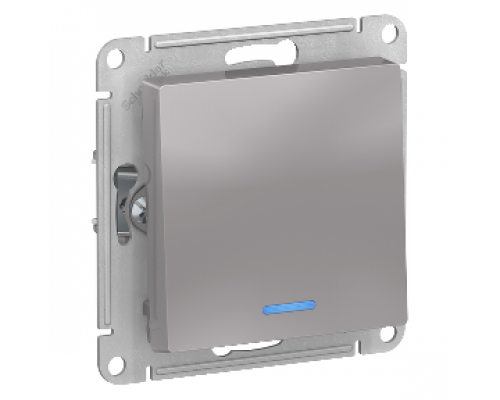Выключатель 1-клавишный с подсветкой Schneider Electric AtlasDesign ATN000313, Алюминий 