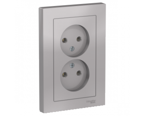 Розетка двойная без заземления Schneider Electric AtlasDesign ATN000320, Алюминий 