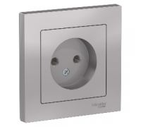 Розетка без заземления в сборе Schneider Electric AtlasDesign ATN000340, Алюминий 