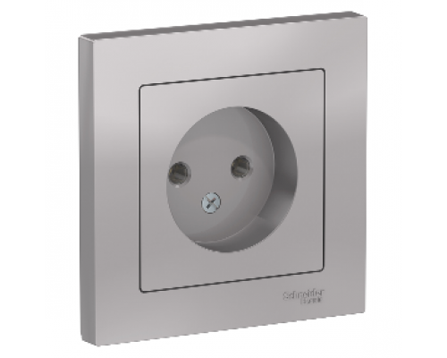 Розетка без заземления в сборе Schneider Electric AtlasDesign ATN000340, Алюминий 