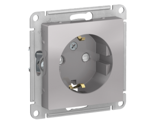 Розетка с заземлением со шторками Schneider Electric AtlasDesign ATN000345, Алюминий 