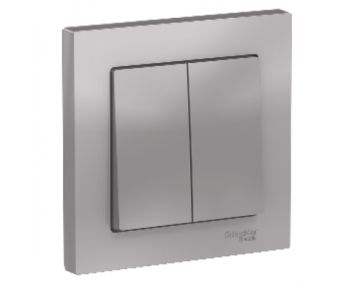 Выключатель 2-клавишный в сборе Schneider Electric AtlasDesign ATN000352, Алюминий 