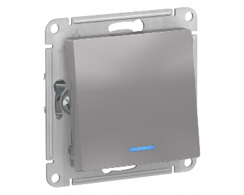 1-клавишный проходной выключатель (переключатель) с индикацией Schneider Electric AtlasDesign ATN000363, Алюминий 