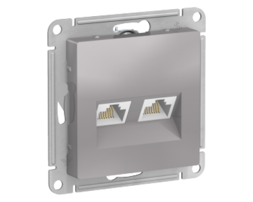Компьютерная двойная розетка RJ45+RJ45 Schneider Electric AtlasDesign ATN000385, Алюминий 