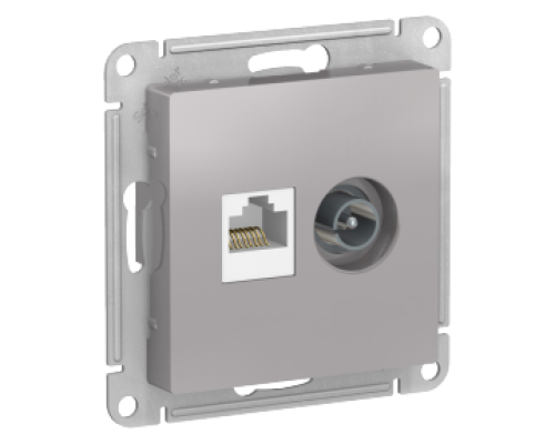 Розетка двойная ТВ + компьютерная RJ45 Schneider Electric AtlasDesign ATN000389, Алюминий 