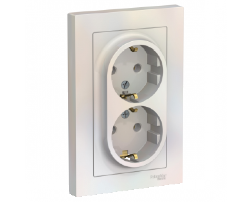 Розетка двойная с заземлением Schneider Electric AtlasDesign ATN000424, Жемчуг