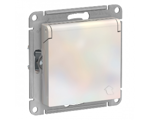 Розетка с заземлением со шторками с крышкой Schneider Electric AtlasDesign ATN000446, Жемчуг