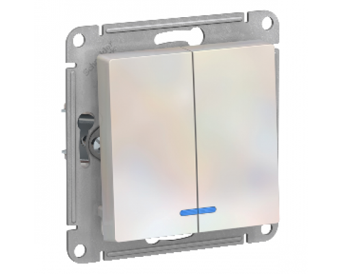 Выключатель 2-клавишный с индикацией Schneider Electric AtlasDesign ATN000453, Жемчуг