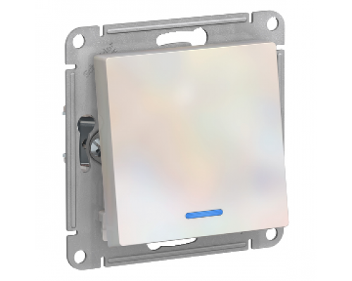 1-клавишный проходной выключатель (переключатель) с индикацией Schneider Electric AtlasDesign ATN000463, Жемчуг