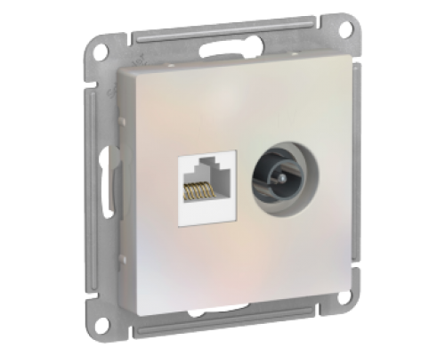 Розетка двойная ТВ + компьютерная RJ45 Schneider Electric AtlasDesign ATN000489, Жемчуг