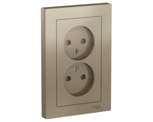 Розетка двойная без заземления со шторками Schneider Electric AtlasDesign ATN000522, Шампань