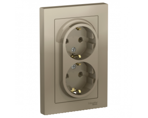Розетка двойная с заземлением Schneider Electric AtlasDesign ATN000524, Шампань