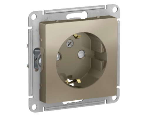 Розетка с заземлением со шторками Schneider Electric AtlasDesign ATN000545, Шампань