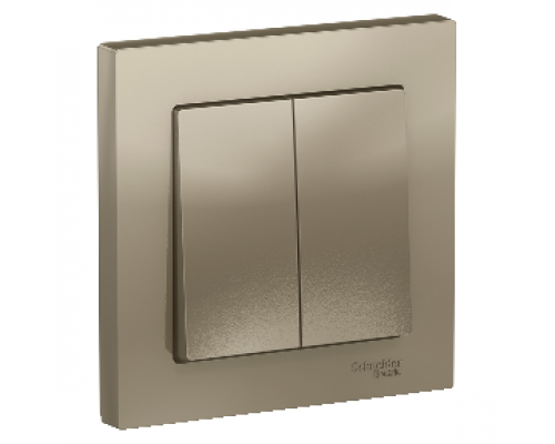 Выключатель 2-клавишный в сборе Schneider Electric AtlasDesign ATN000552, Шампань