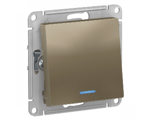 1-клавишный проходной выключатель (переключатель) с индикацией Schneider Electric AtlasDesign ATN000563, Шампань
