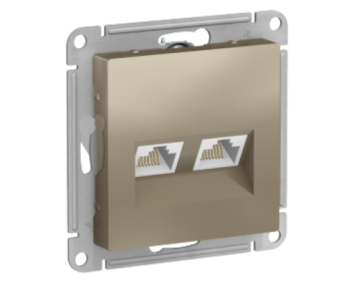 Компьютерная двойная розетка RJ45+RJ45 Schneider Electric AtlasDesign ATN000585, Шампань
