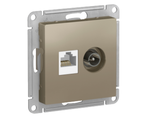 Розетка двойная ТВ + компьютерная RJ45 Schneider Electric AtlasDesign ATN000589, Шампань