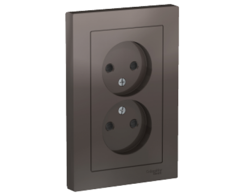 Розетка двойная без заземления со шторками Schneider Electric AtlasDesign ATN000622, Мокко