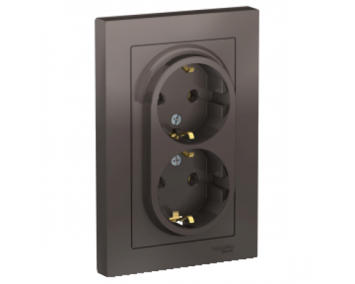 Розетка двойная с заземлением Schneider Electric AtlasDesign ATN000624, Мокко