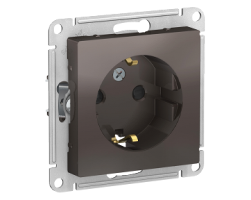 Розетка с заземлением со шторками Schneider Electric AtlasDesign ATN000645, Мокко