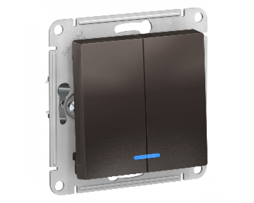 Выключатель 2-клавишный с индикацией Schneider Electric AtlasDesign ATN000653, Мокко