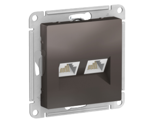 Компьютерная двойная розетка RJ45+RJ45 Schneider Electric AtlasDesign ATN000685, Мокко