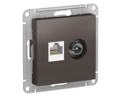 Розетка двойная ТВ + компьютерная RJ45 Schneider Electric AtlasDesign ATN000689, Мокко