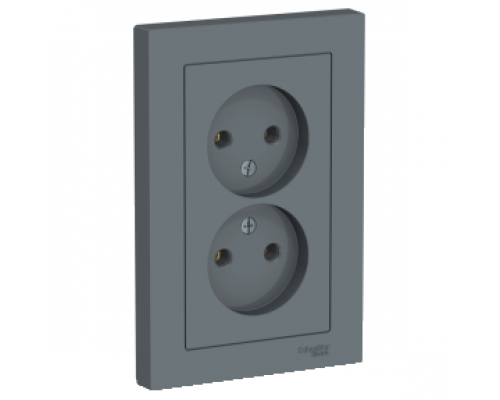 Розетка двойная без заземления Schneider Electric AtlasDesign ATN000720, Грифель