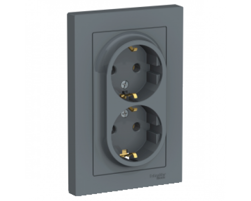 Розетка двойная с заземлением Schneider Electric AtlasDesign ATN000724, Грифель