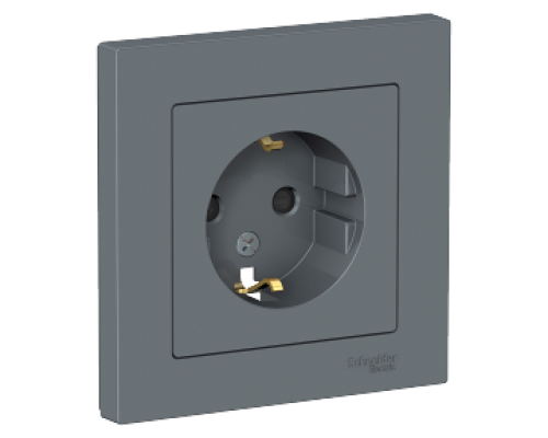 Розетка с заземлением со шторками в сборе Schneider Electric AtlasDesign ATN000744, Грифель