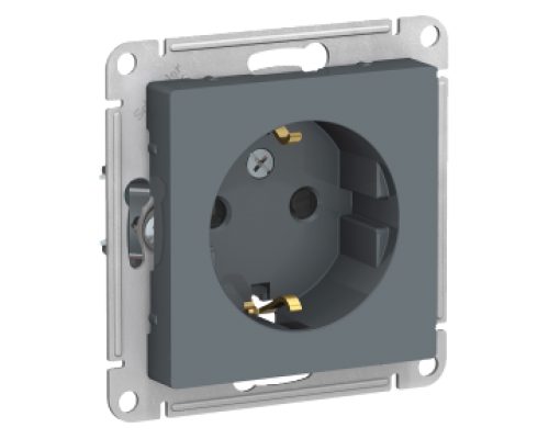 Розетка с заземлением со шторками Schneider Electric AtlasDesign ATN000745, Грифель